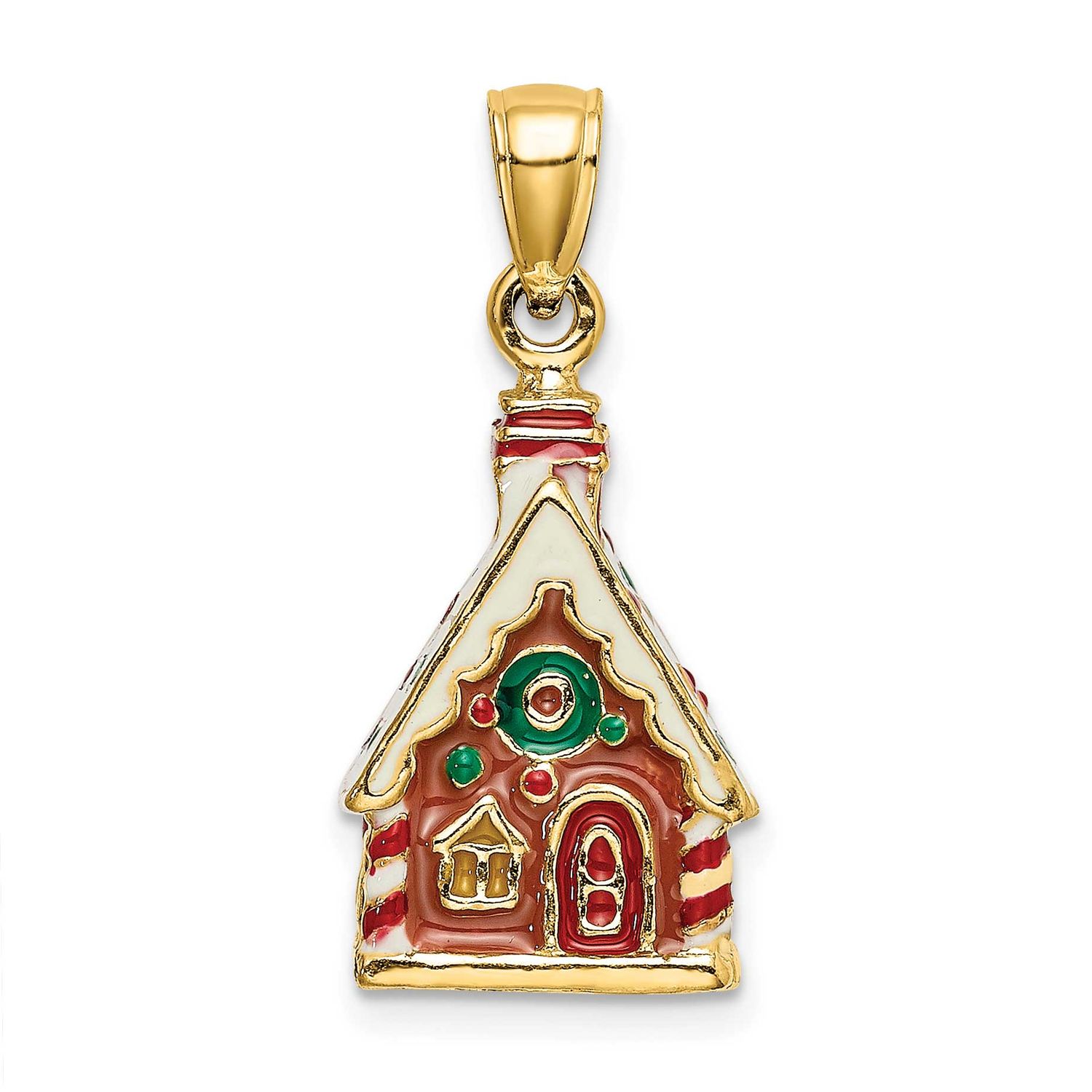 3-D Enamel Gingerbread House Charm 14k Gold, MPN: K6978, UPC: 637218136025