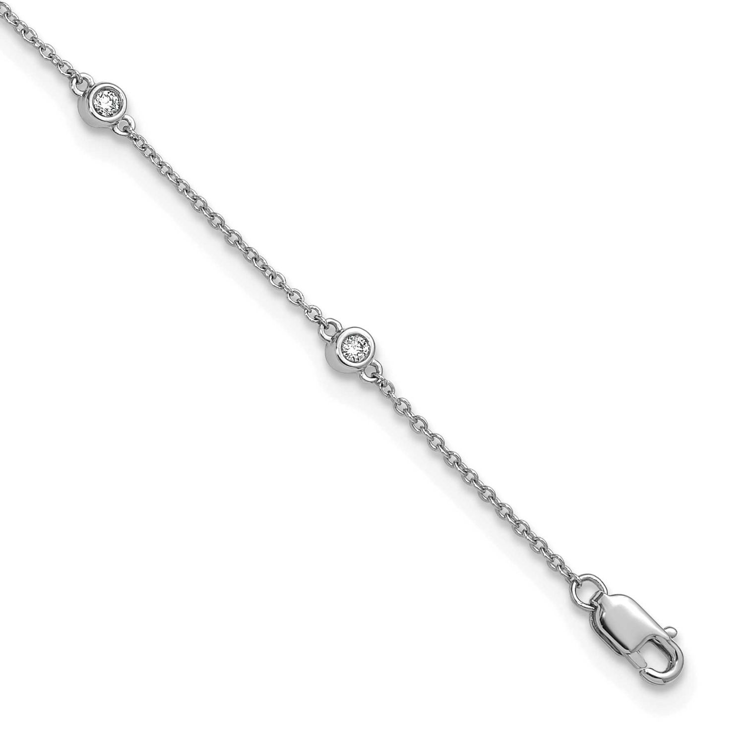 Diamond Station Cable Anklet 14k White Gold, MPN: PM1012-020-WA-9, UPC: