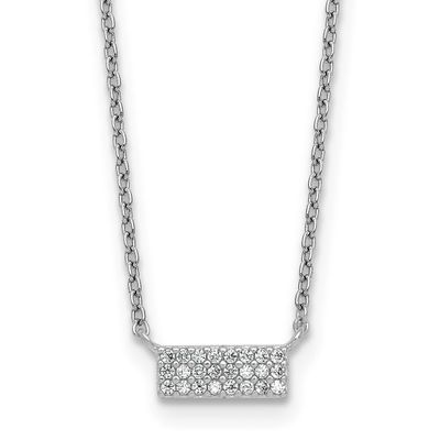 Polished CZ Bar 17.5 Inch Necklace Sterling Silver Rhodium-Plated, MPN: QG7113-17.5, UPC: