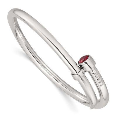 Red CZ Slip On Expandable Bangle Sterling Silver Polished, MPN: QB1612, UPC: