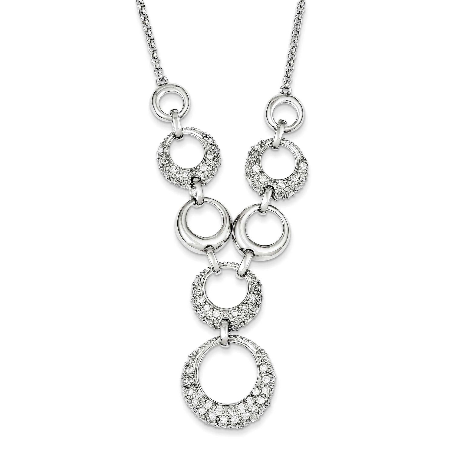 CZ Circles Necklace Sterling Silver, MPN: QG2504-17, UPC: 883957950150