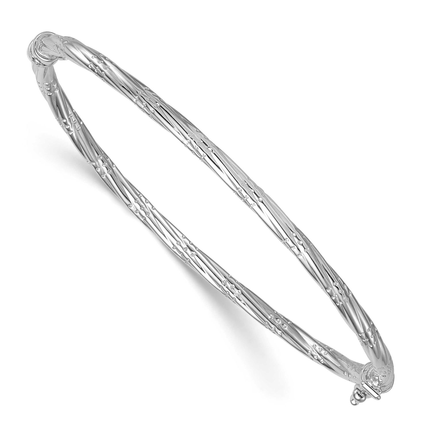 Polished and Textured Twisted Hinged Bangle 14k White Gold, MPN: DB743W, UPC: