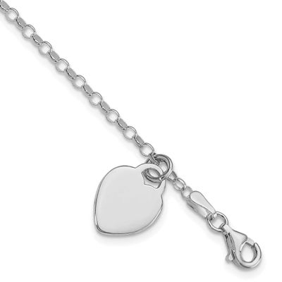 Engraveable Heart 6 In Childs Bracelet Sterling Silver Rhodium-Plated, MPN: QG1446R-6, UPC: