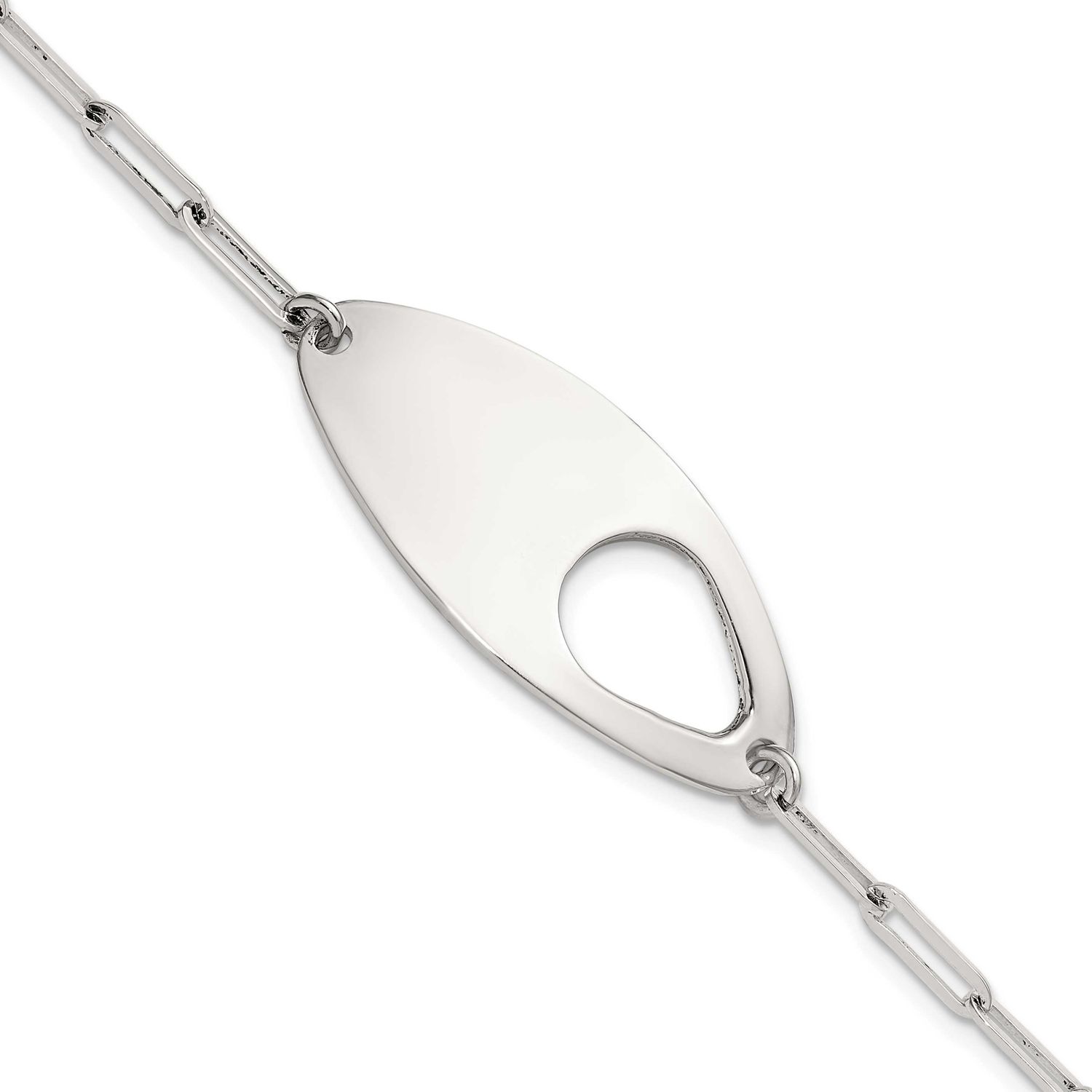 7 Inch with .5 Inch Extender Fancy Paperclip Link Bracelet Sterling Silver, MPN: QG6816-7, UPC: