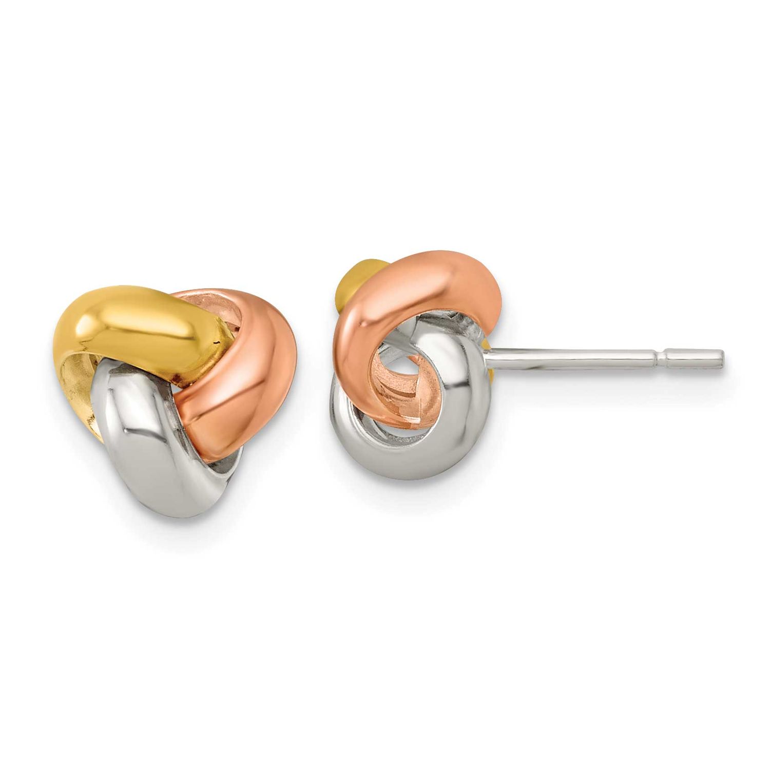 Rose-Tone Polished Love Knot Post Earrings Sterling Silver Gold-Tone, MPN: QE18205, UPC: