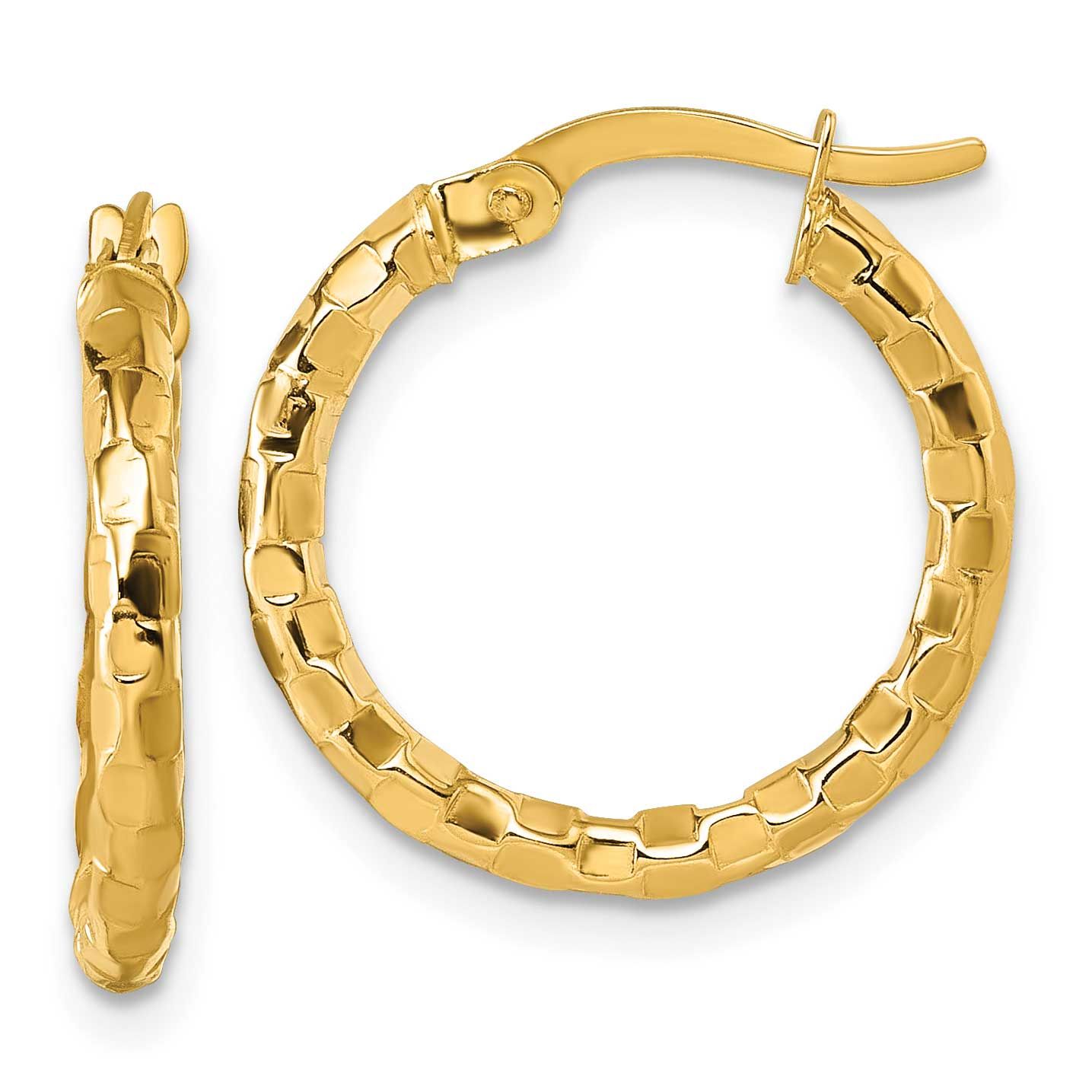 Textured Hoop Earrings 14k Gold Polished, MPN: TF2413, UPC: