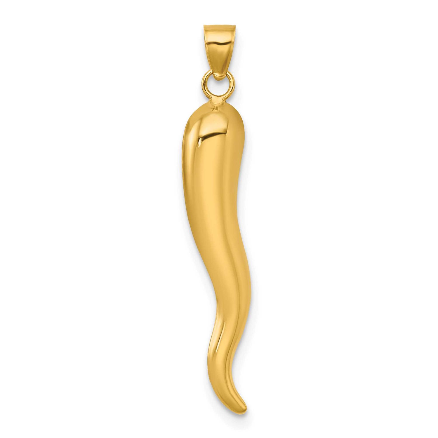 Hollowed Italian Horn Pendant 14k Gold Polished, MPN: K10048, UPC:
