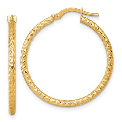 Diamond-Cut Hoop Earrings 14k Gold Polished, MPN: TF2410, UPC: