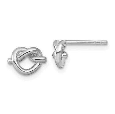 Polished Knot Heart Post Earrings Sterling Silver Rhodium-Plated, MPN: QG7111E, UPC: