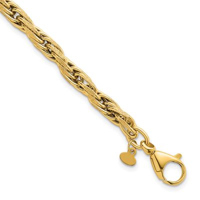 Textured Flat Rope Chain 7.5 Inch Bracelet 7.5 Inch 14k Gold Polished, MPN: SF3220-7.5, UPC: