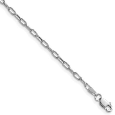 2.2mm Semi-Solid Beveled Paperclip Chain 24 Inch 14k White Gold, MPN: BC206W-24, UPC: