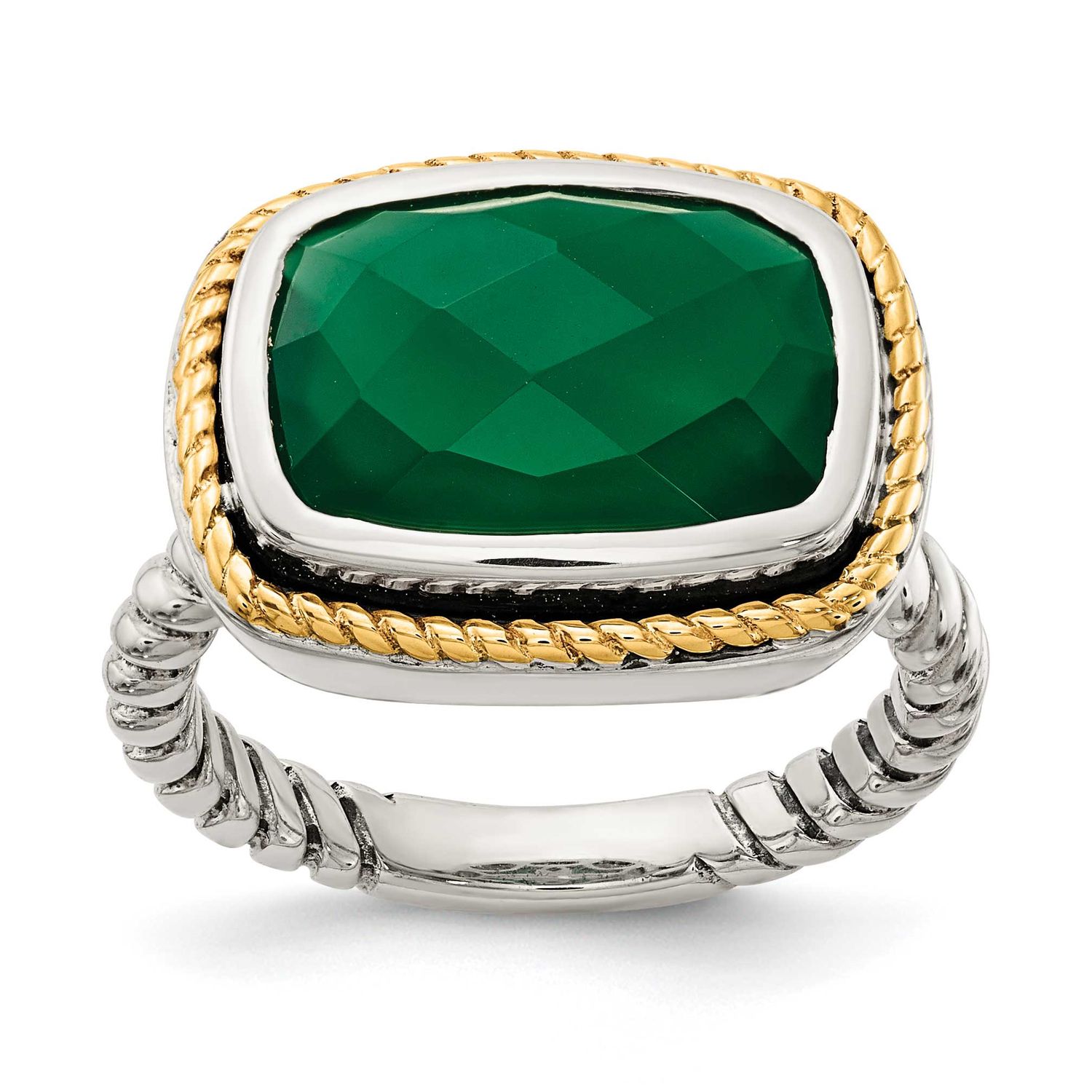 14k Green Onyx Ring Sterling Silver, MPN: QR6850, UPC: 883957044958