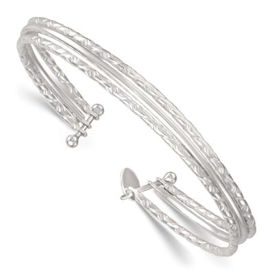 Textured 3 BCuff Bangle Sterling Silver Polished, MPN: QB1580, UPC: