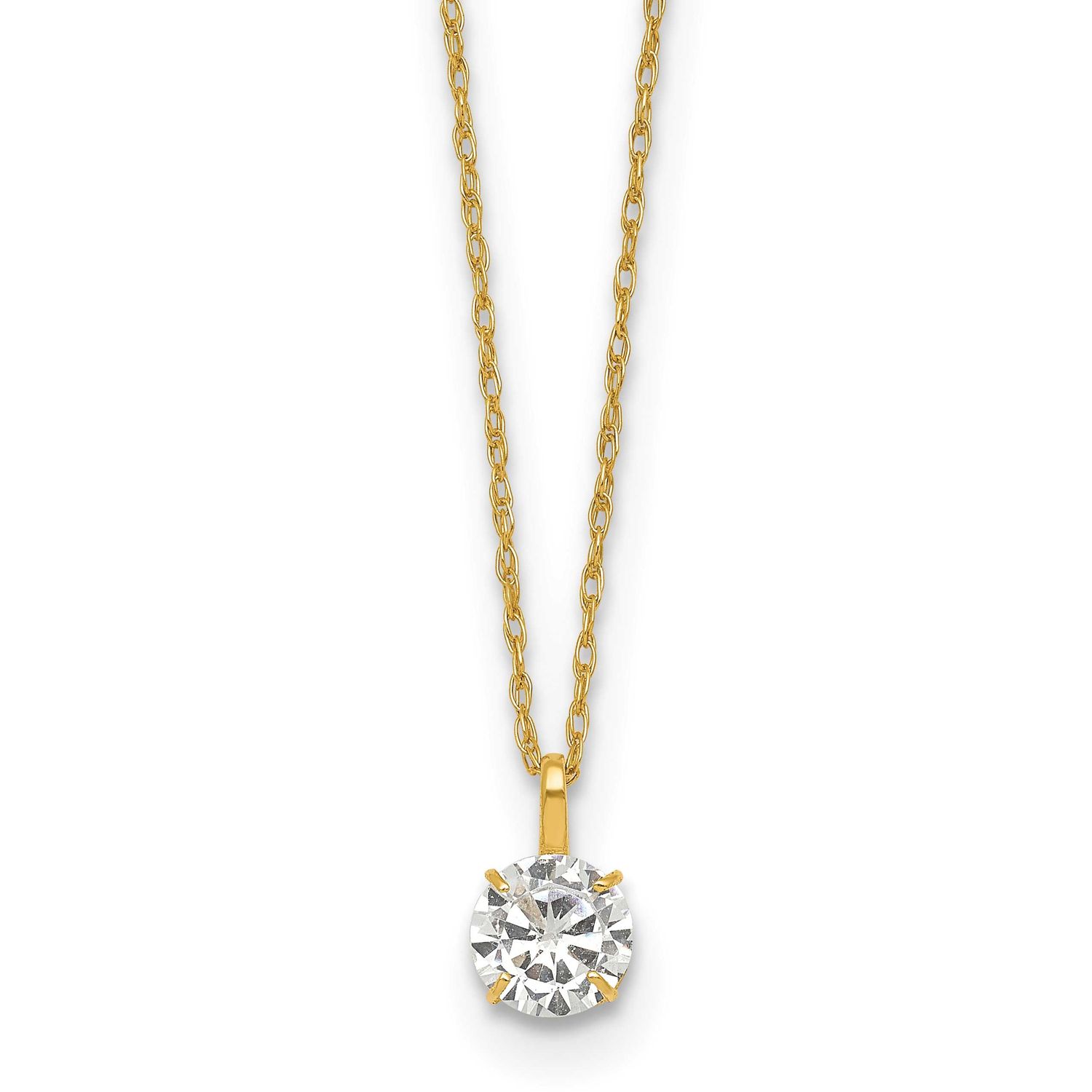 5mm CZ Stud 18 Inch Necklace 14k Gold Polished, MPN: SF3296-18, UPC: