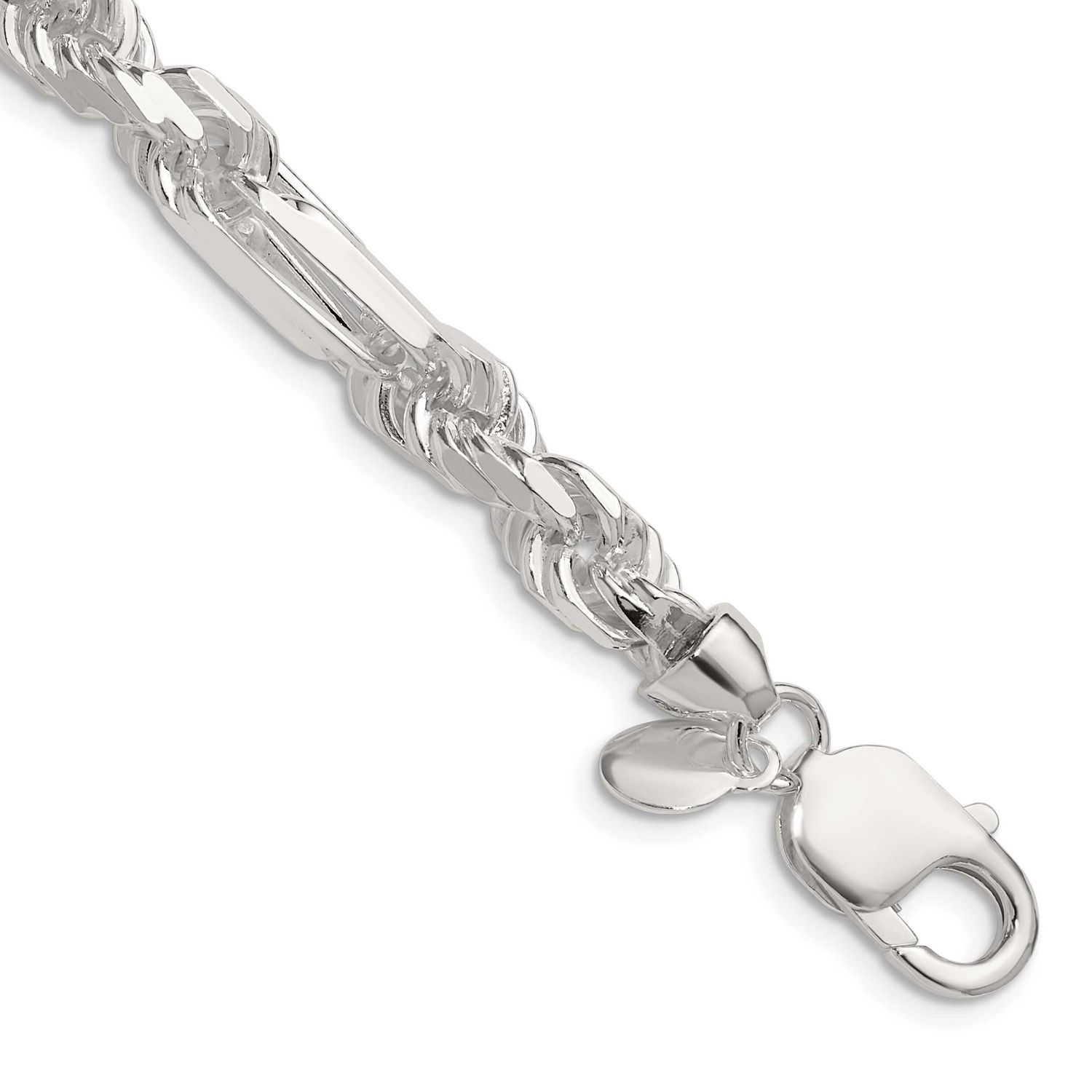 7mm Diamond-cut Figarope Chain 24 Inch Sterling Silver, MPN: QFGR130-24, UPC: