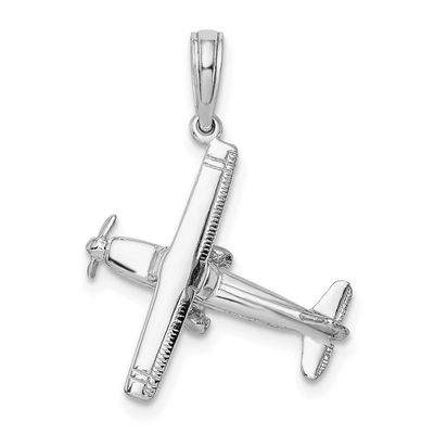3-D High Wing Airplane Charm 14k White Gold, MPN: D1226W, UPC: 637218175321