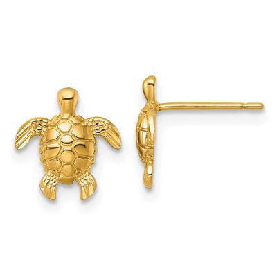 Diamond-Cut Turtle Post Earrings 14k Gold Polished, MPN: YE2308, UPC: