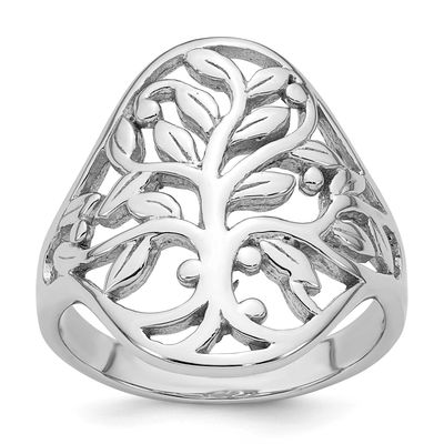 Polished Fancy Leaf Ring Sterling Silver Rhodium-Plated, MPN: QR7691, UPC: