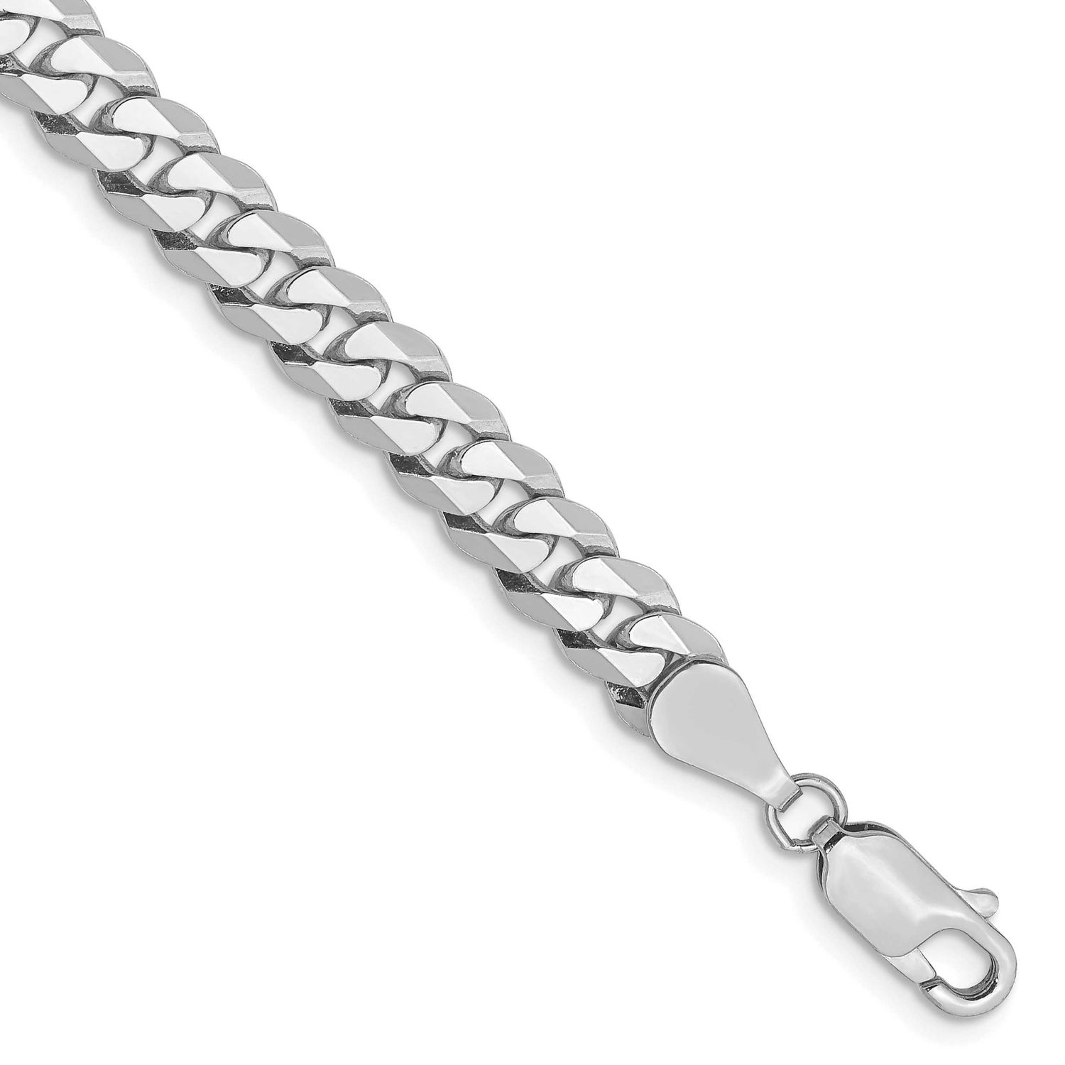 5.75mm Flat Beveled Curb Chain 8 Inch 10k White Gold, MPN: 10WFBU140-8, UPC: