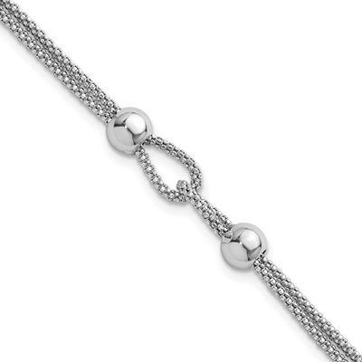 Beads 2 Strand 7 Inch with .75 Inch Extension Bracelet Sterling Silver Rhodium-Plated Polished, MPN…