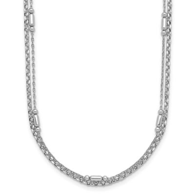Polished 2-Strand 16 Inch with 2 Inch Extender Necklace Sterling Silver Rhodium-Plated, MPN: QG6947…