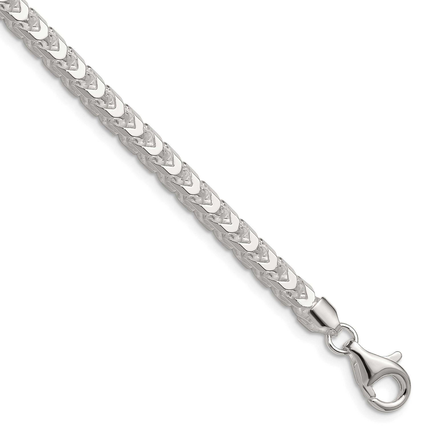 4.7mm Diamond-cut Square Franco Chain 7 Inch Sterling Silver, MPN: QQF140-7, UPC: