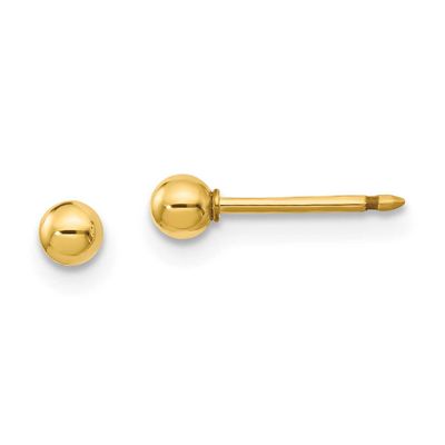 Inverness 3mm Ball Short Post Earrings 14k Gold Polished, MPN: 1E-SP, UPC: