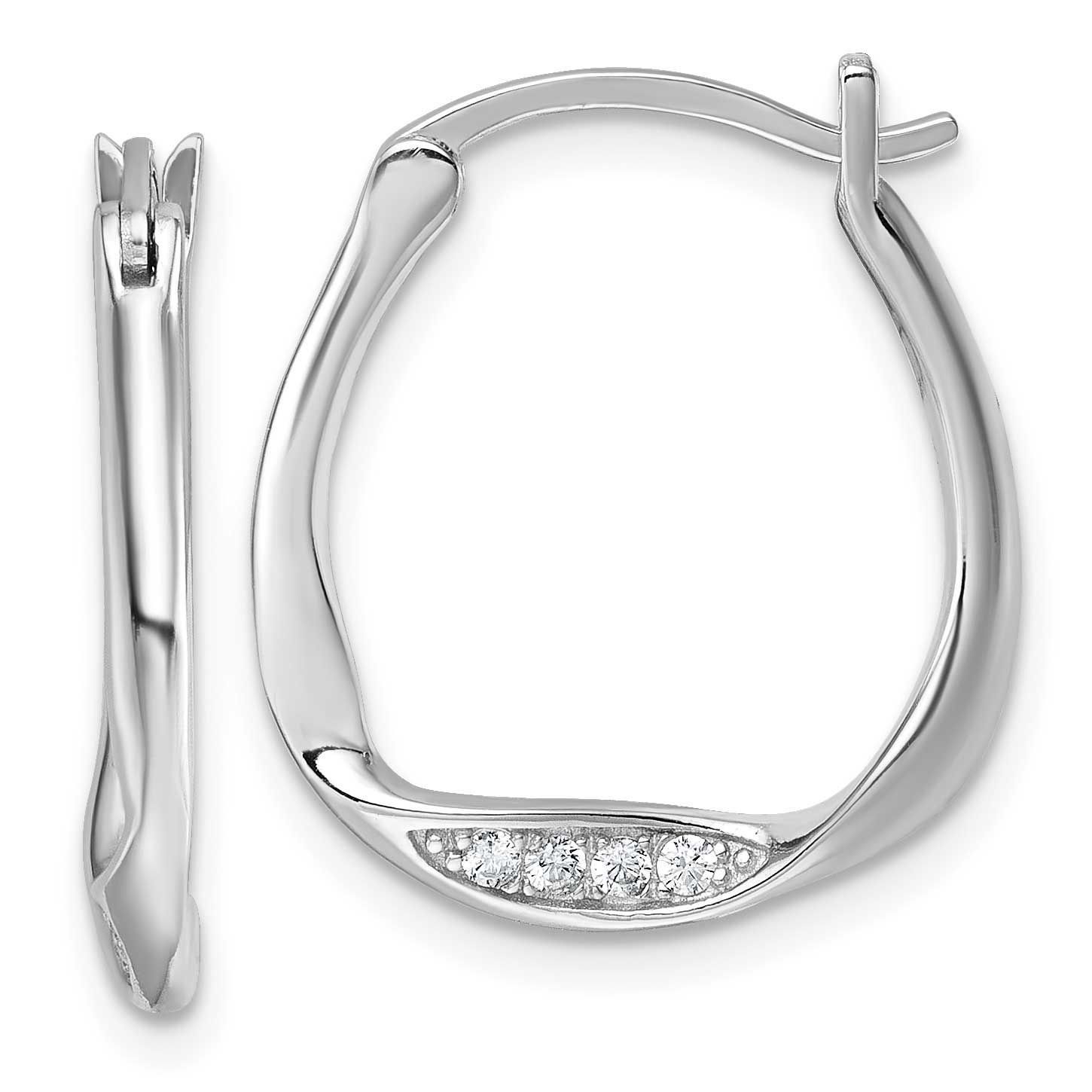 CZ Polished Small Twist Hoop Earrings Sterling Silver Rhodium-Plated, MPN: QE18133, UPC:
