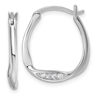 CZ Polished Small Twist Hoop Earrings Sterling Silver Rhodium-Plated, MPN: QE18133, UPC: