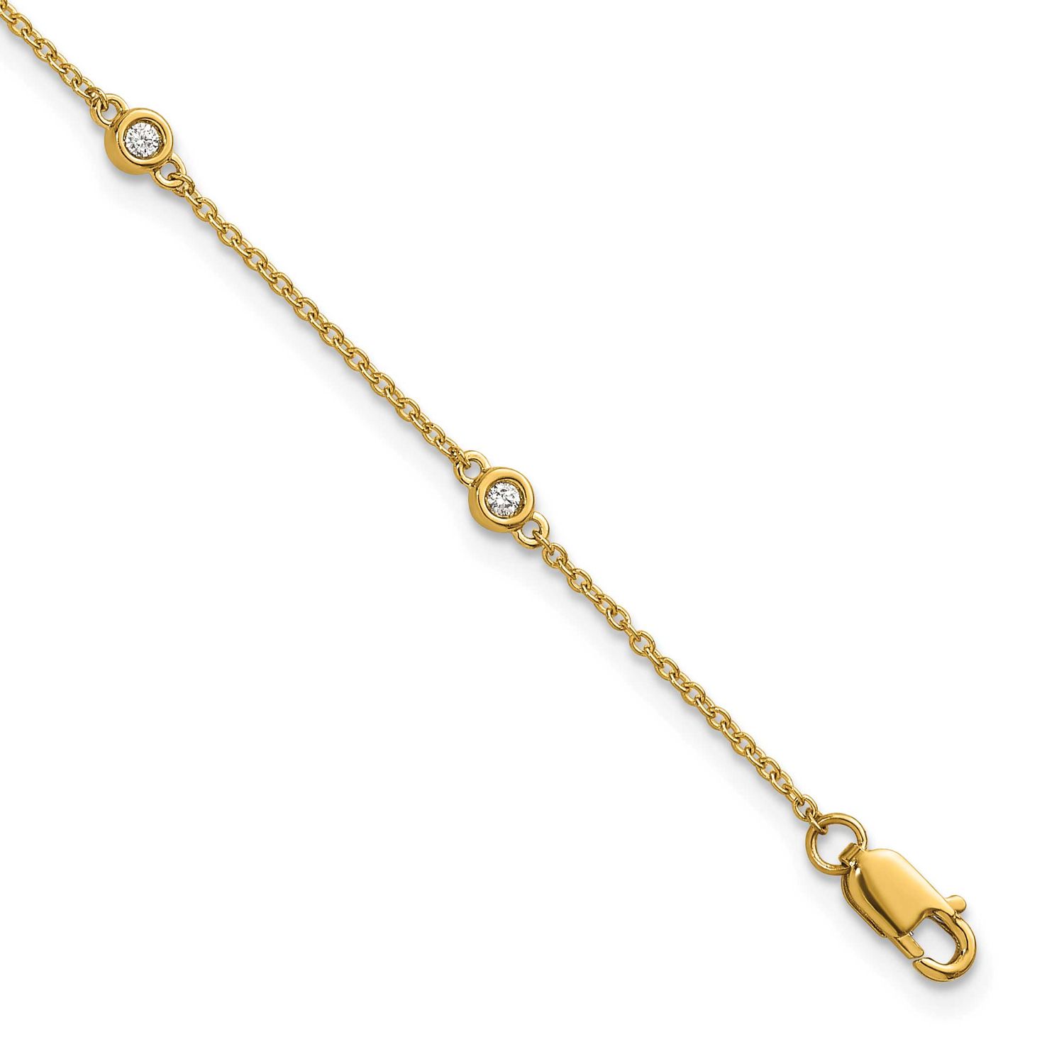 Diamond Station Cable Bracelet 14k Gold, MPN: PM1010-010-YA-7, UPC: