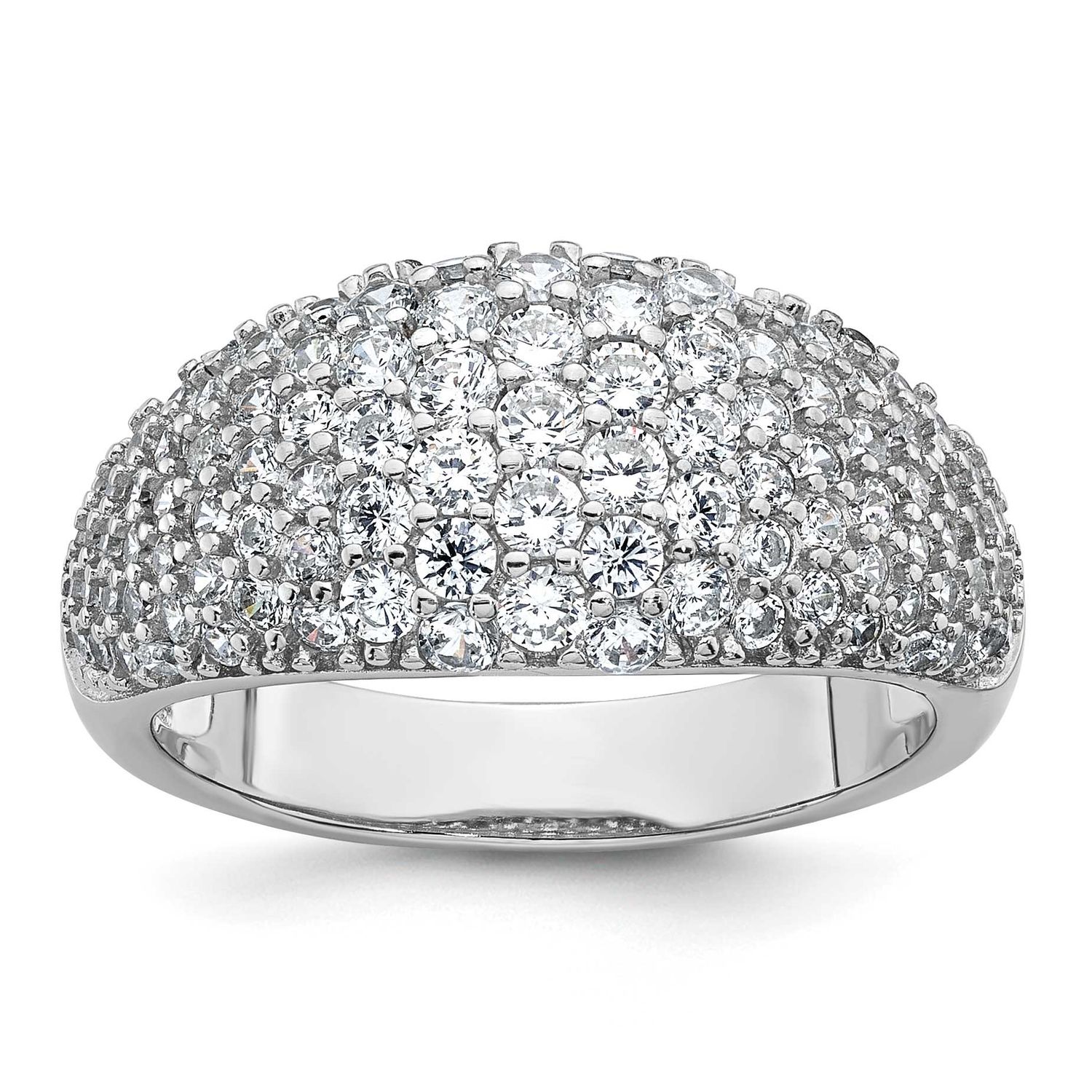 Polished Tapered Pave CZ Ring Sterling Silver Rhodium-Plated, MPN: QR7728, UPC: