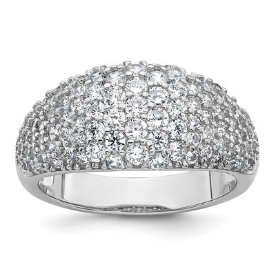 Polished Tapered Pave CZ Ring Sterling Silver Rhodium-Plated, MPN: QR7728, UPC: