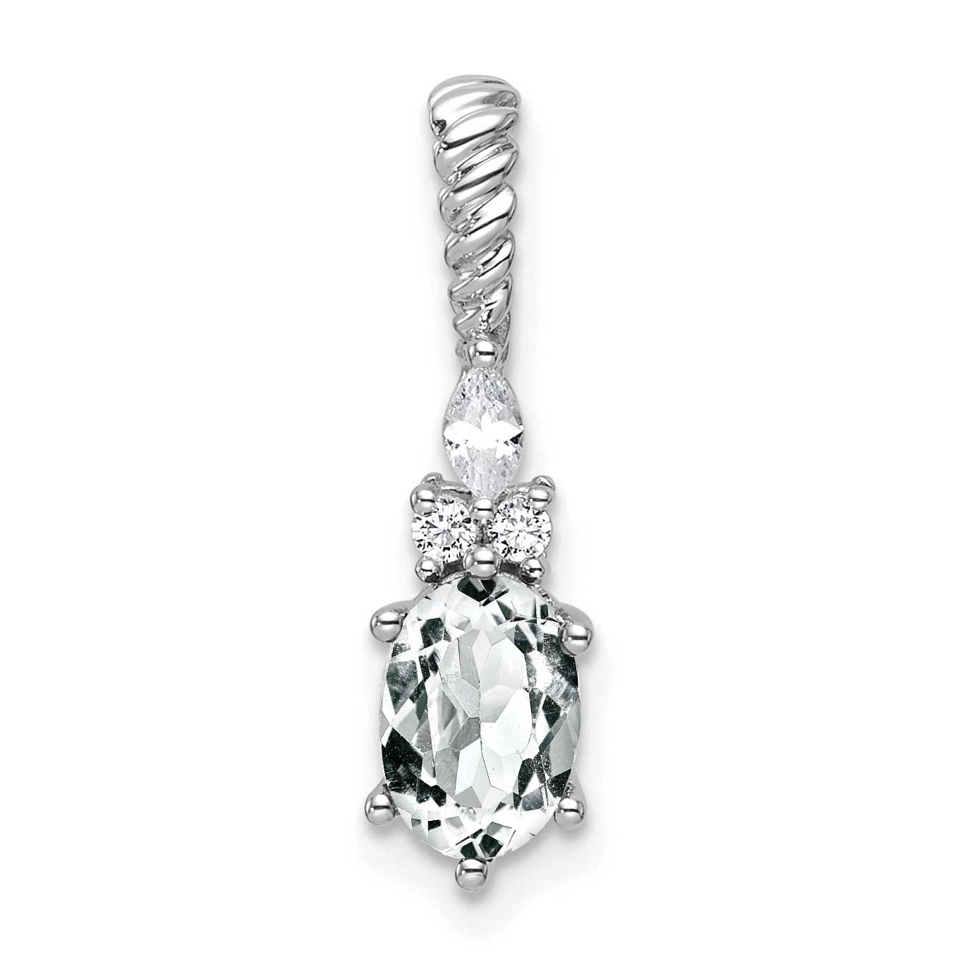 Polished Diamond and White Topaz Twisted Chain Slide 21.8 Inch 14k White Gold, MPN: PM9791-WT-009-W…