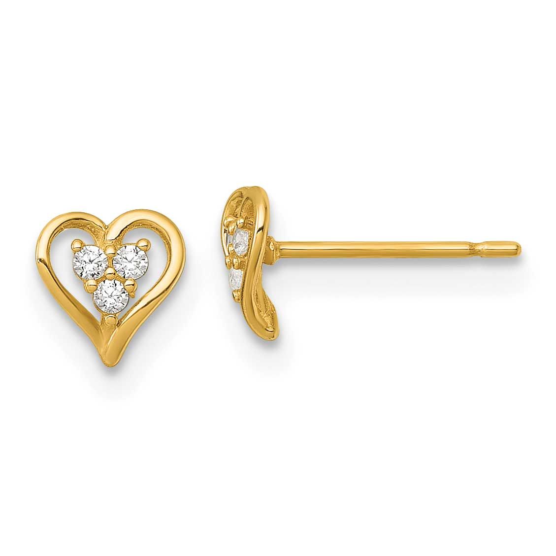 CZ Open Heart Post Earrings 14k Gold Polished, MPN: YE2286, UPC: