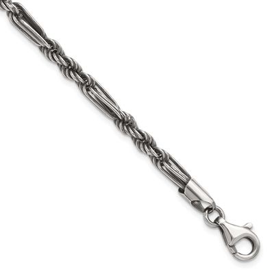 8 Inch Milano / Figaro Men&#39;s Bracelet Sterling Silver Antiqued, MPN: QG6772-8, UPC: