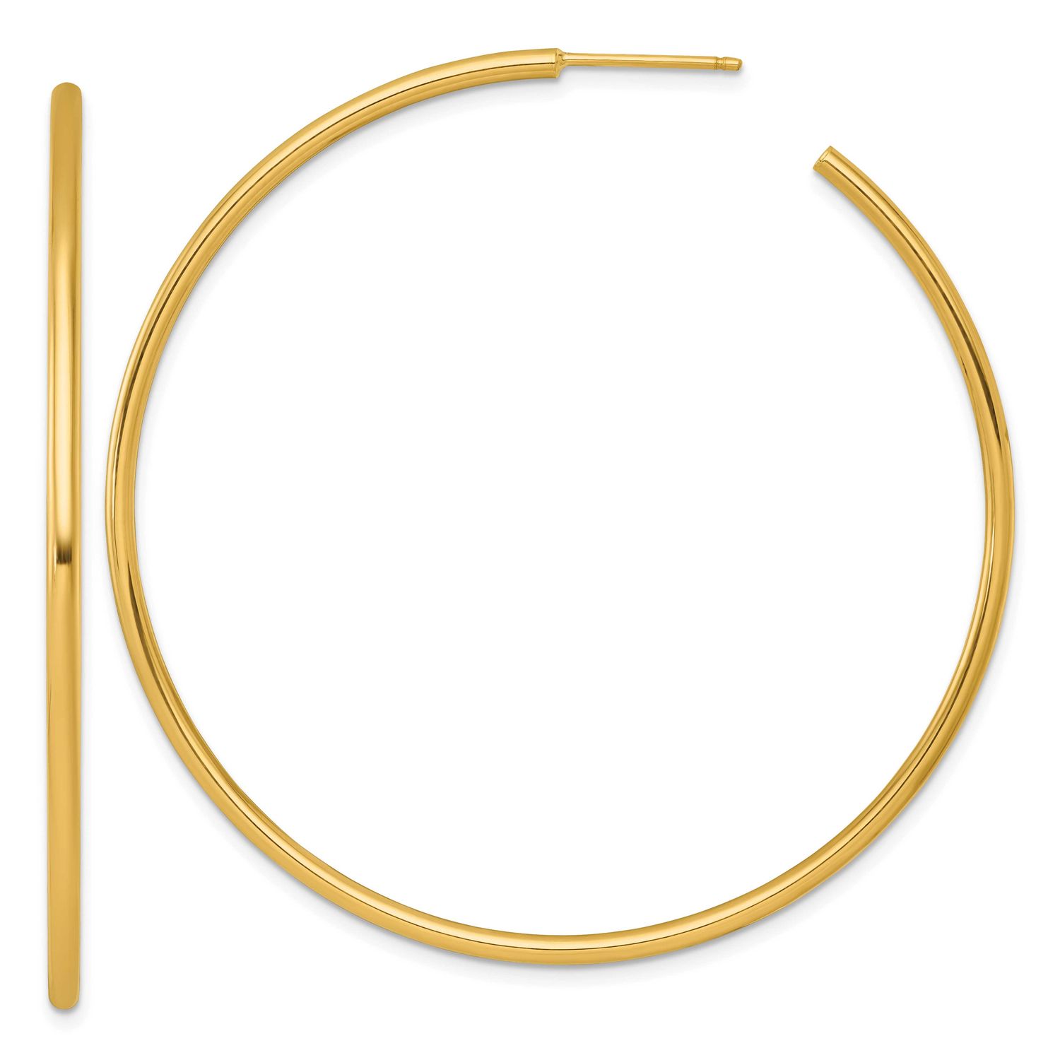 2.0 x 60mm Polished Post Hoop Earrings 14k Gold, MPN: TF2511, UPC: