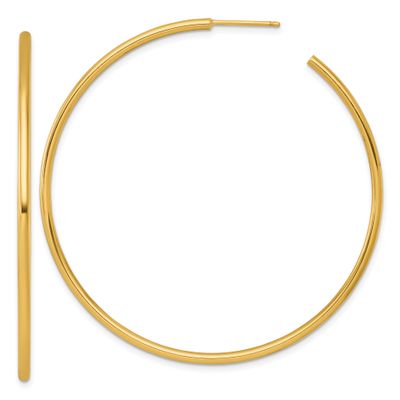 2.0 x 60mm Polished Post Hoop Earrings 14k Gold, MPN: TF2511, UPC: