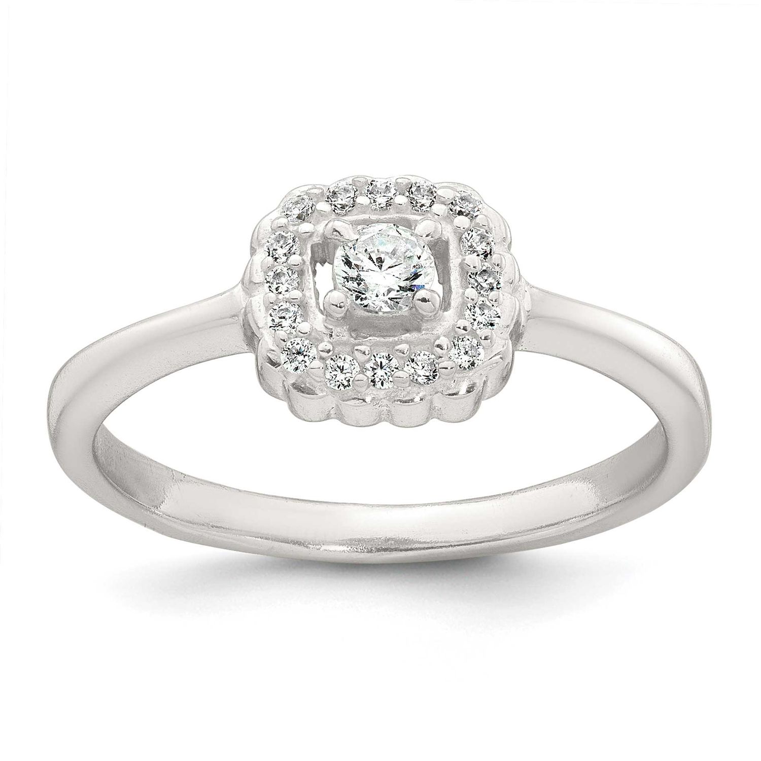 Halo CZ Ring Sterling Silver Polished, MPN: QR7742, UPC: