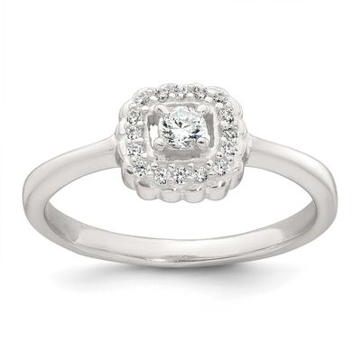 Halo CZ Ring Sterling Silver Polished, MPN: QR7742, UPC: