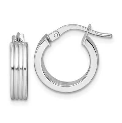 Polished Grooved Hoop Earrings 14k White Gold, MPN: TF2388W, UPC: