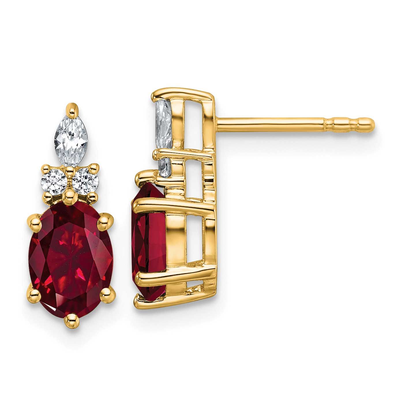 Diamond and Lab Created Ruby Twisted Post Earrings 14k Gold Polished, MPN: EM9791-CRU-017-YAA, UPC: