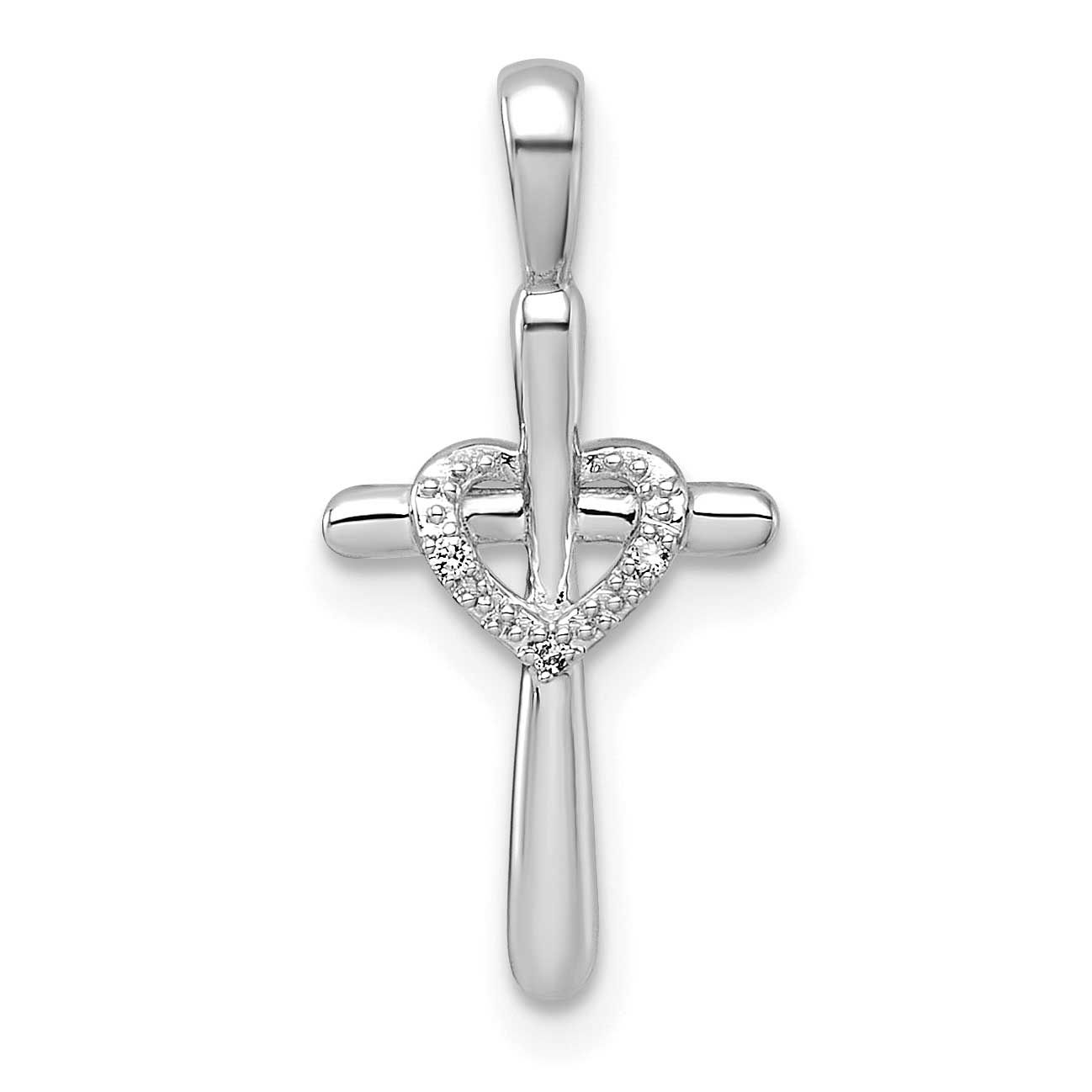 Diamond Cross with Heart Pendant 14k White Gold, MPN: PM4992-001-WA, UPC: