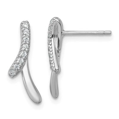 Polished Fancy CZ Post Earrings Sterling Silver Rhodium-Plated, MPN: QG7162E, UPC: