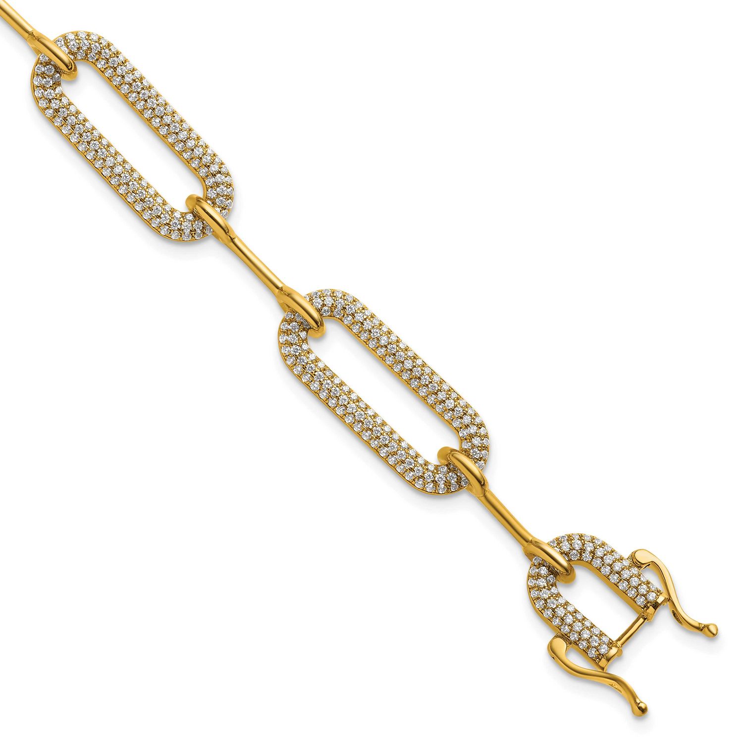 Diamond Paperclip Link Bracelet 14k Gold Polished, MPN: BM10280-327-YAA, UPC: