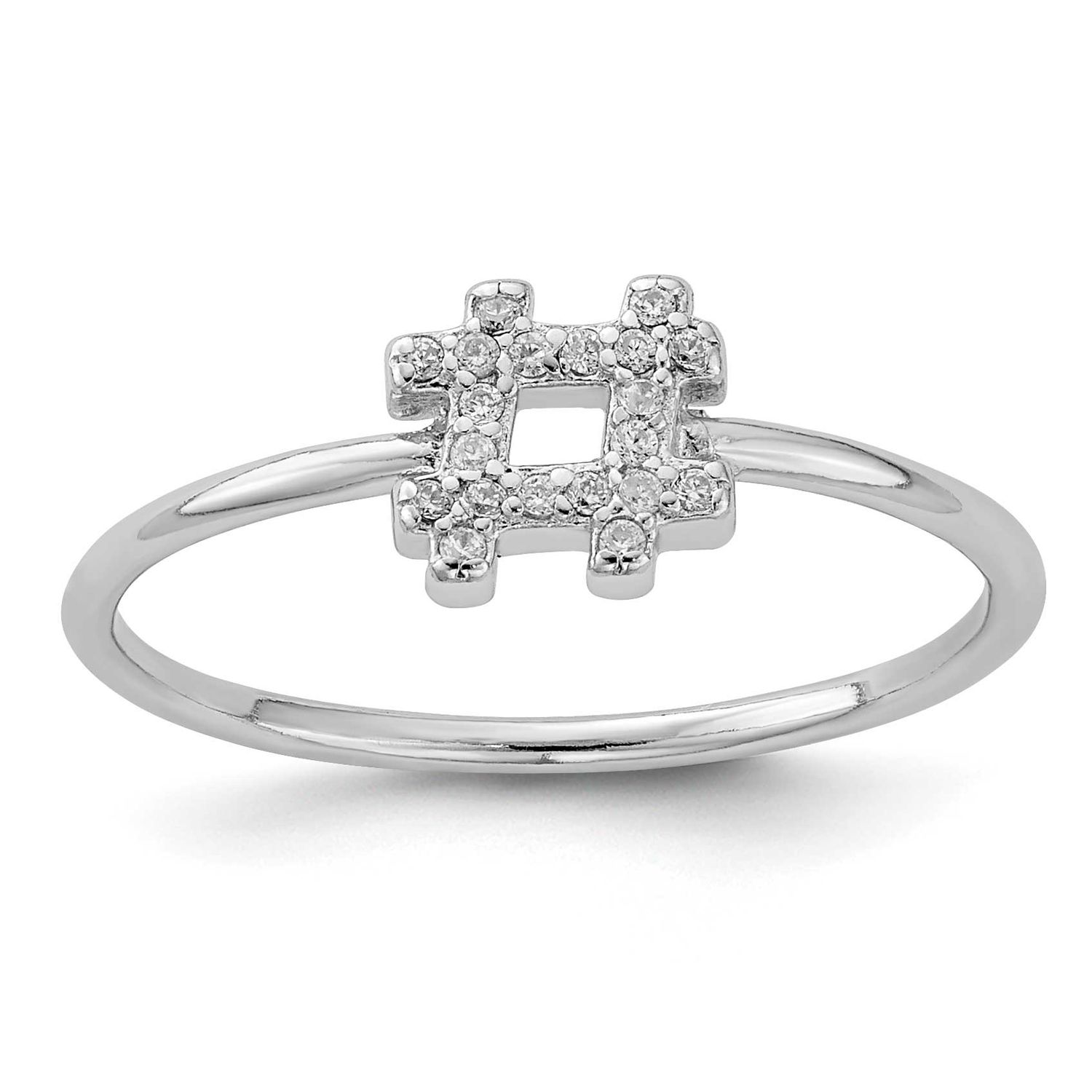 CZ Hashtag Ring Sterling Silver Rhodium-Plated, MPN: QR6662, UPC: 886774088099