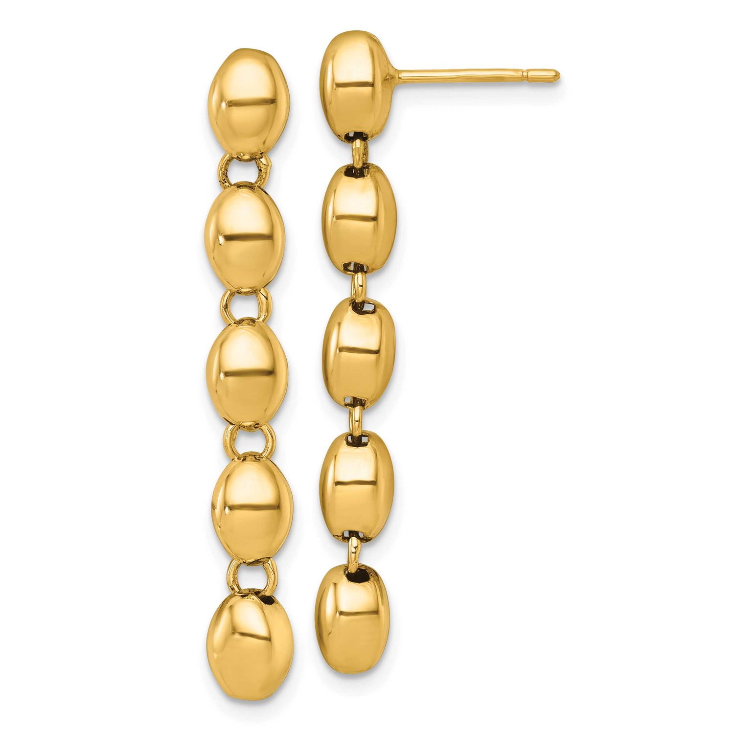 Round Fancy Link 5.25mm Post Dangle Earrings 14k Gold Polished, MPN: SF3271E, UPC: