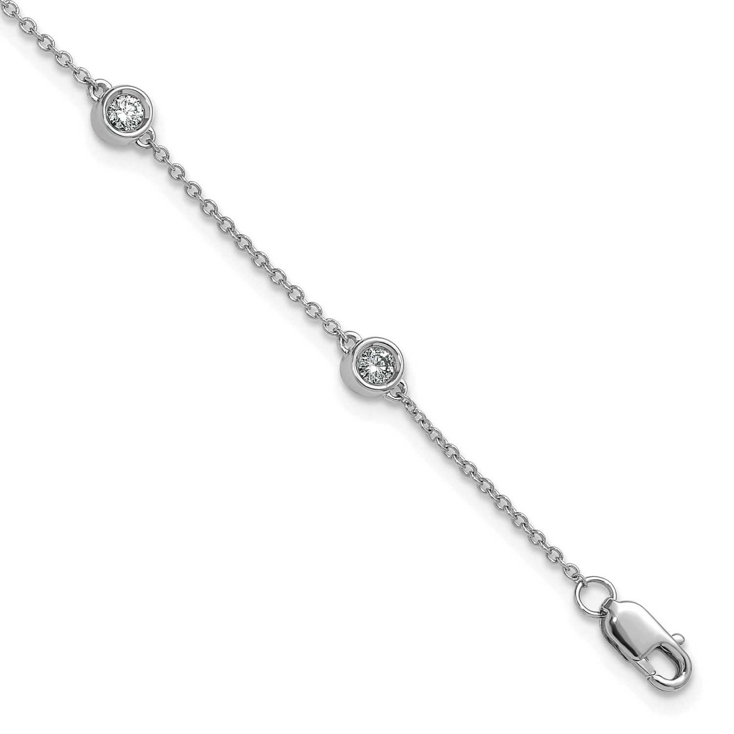 Diamond Station Cable Bracelet 14k White Gold, MPN: PM1016-035-WA-7, UPC: