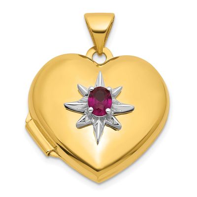 White Rhodium Polished Lab Created Ruby 18mm Heart Locket 14k Gold, MPN: XL882, UPC: