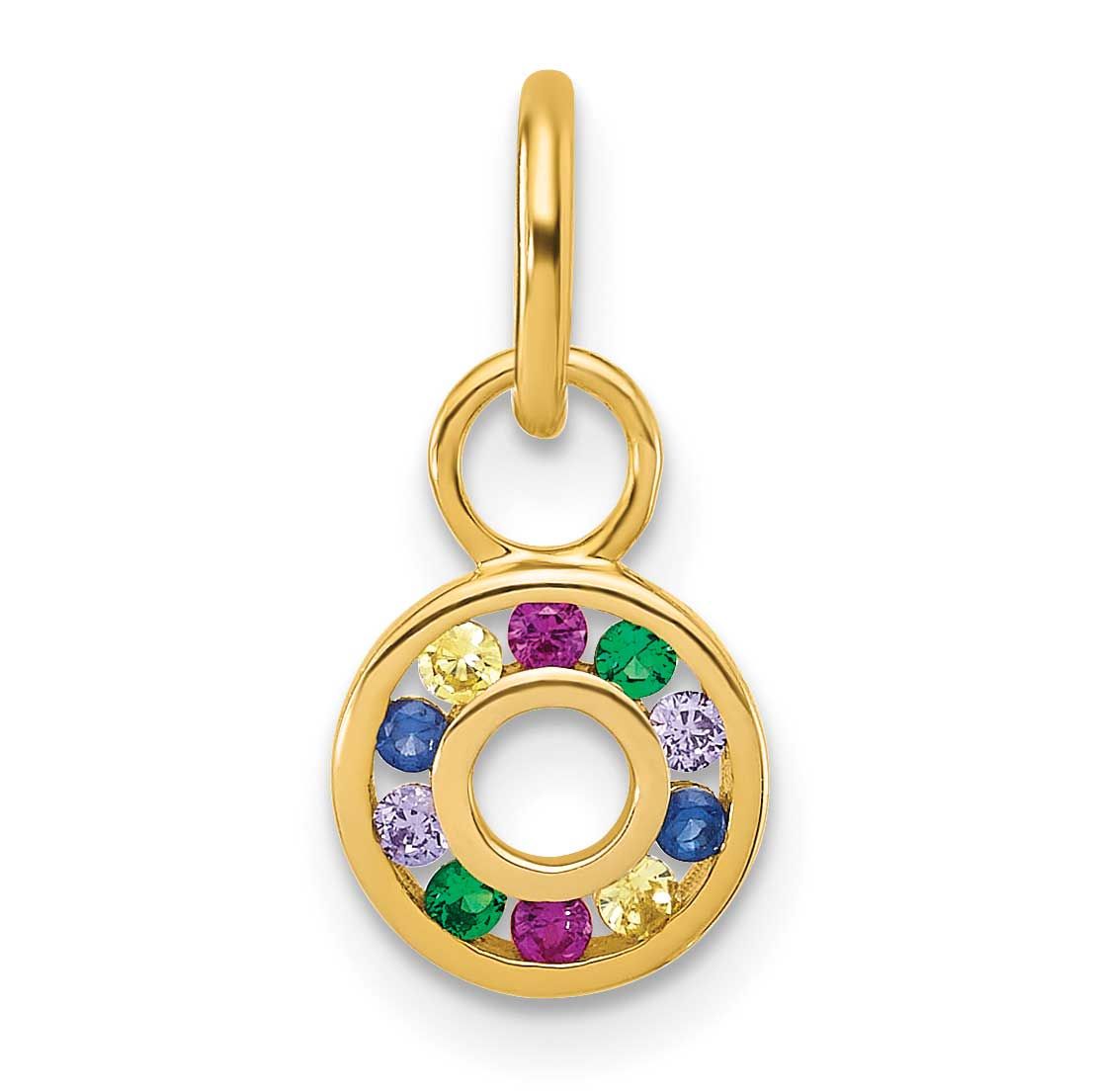 Diamond Multi-Color CZ Circle Charm 14k Gold Polished, MPN: PM10773-YCZ, UPC: