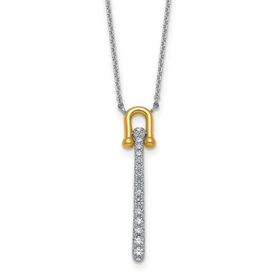 CZ Polished 16 Inch with 1.25 Inch Extension Necklace Sterling Silver Gold-Tone, MPN: QG6982-16, UP…
